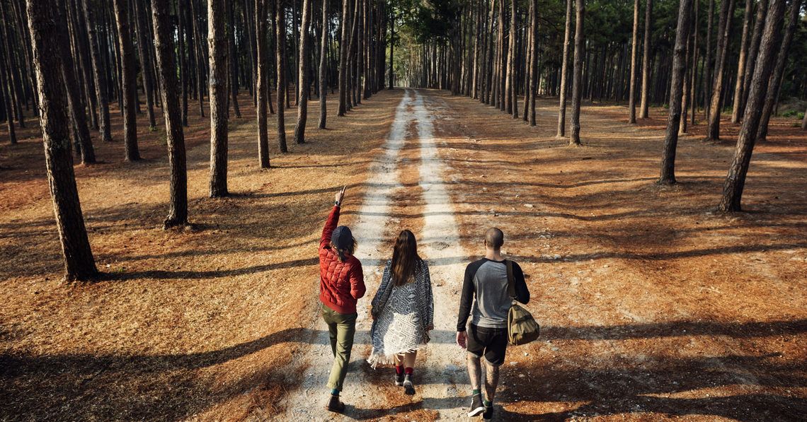 Stock Photo Friends Walking Exploring Outdoors Concept 521628316